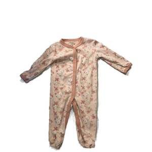 Le Top Baby Girl Floral Footie Pajamas, Size 3/6 month - Pink Peach Rose